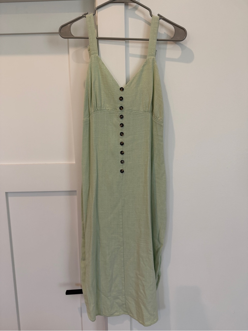 Lost + Wander Sage Green Button-Front Midi Dress